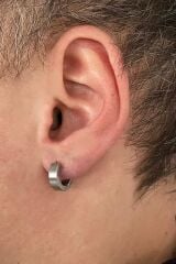 Gümüş Renk Unisex Halka Küpe