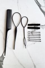 Siyah Renk Topuz Aparat Set