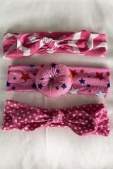 3'lü Pembe Renk Saç Bandı (Set)