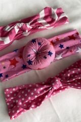 3'lü Pembe Renk Saç Bandı (Set)