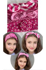 3'lü Pembe Renk Çocuk Saç Bandı Set