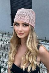 Pembe Renk Fileli Fular