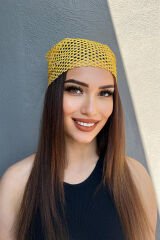 Sarı Renk Simli Fular